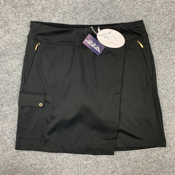Greg Norman Skort Womens S Small Black Faux Wrap Built In Short Elastic Waist - Picture 2 of 15